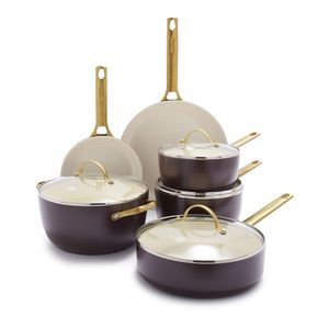 Greenpan Merlot Reserve 10Pc Ceramic Nonstick Cookware Set, Red